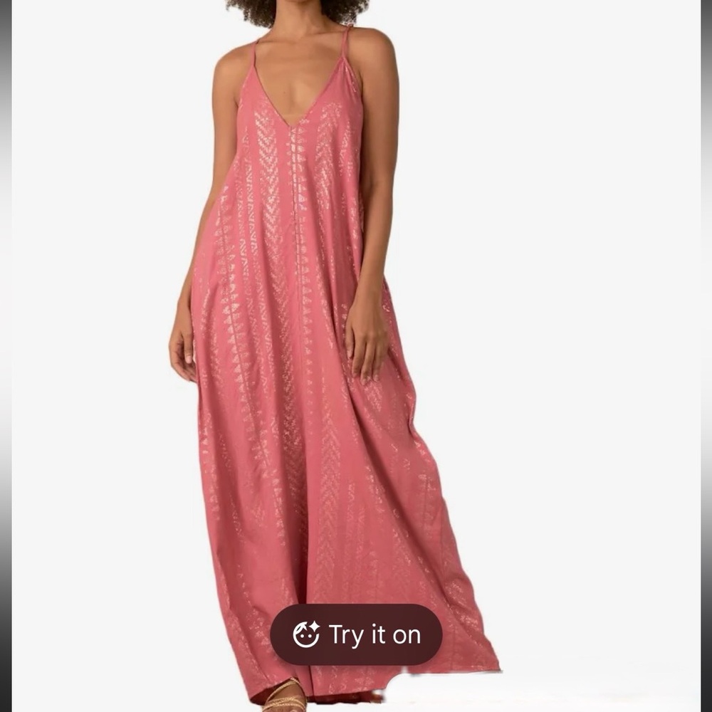 Elan metallic coral arrow print balloon maxi dress women’s medium
